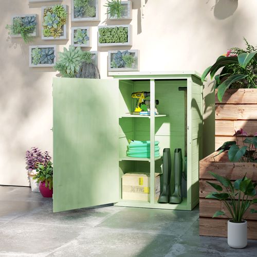 Outsunny Garden Shed Outdoor Tool Storage w/ 2 Shelves 75 x 56 x115cm Green