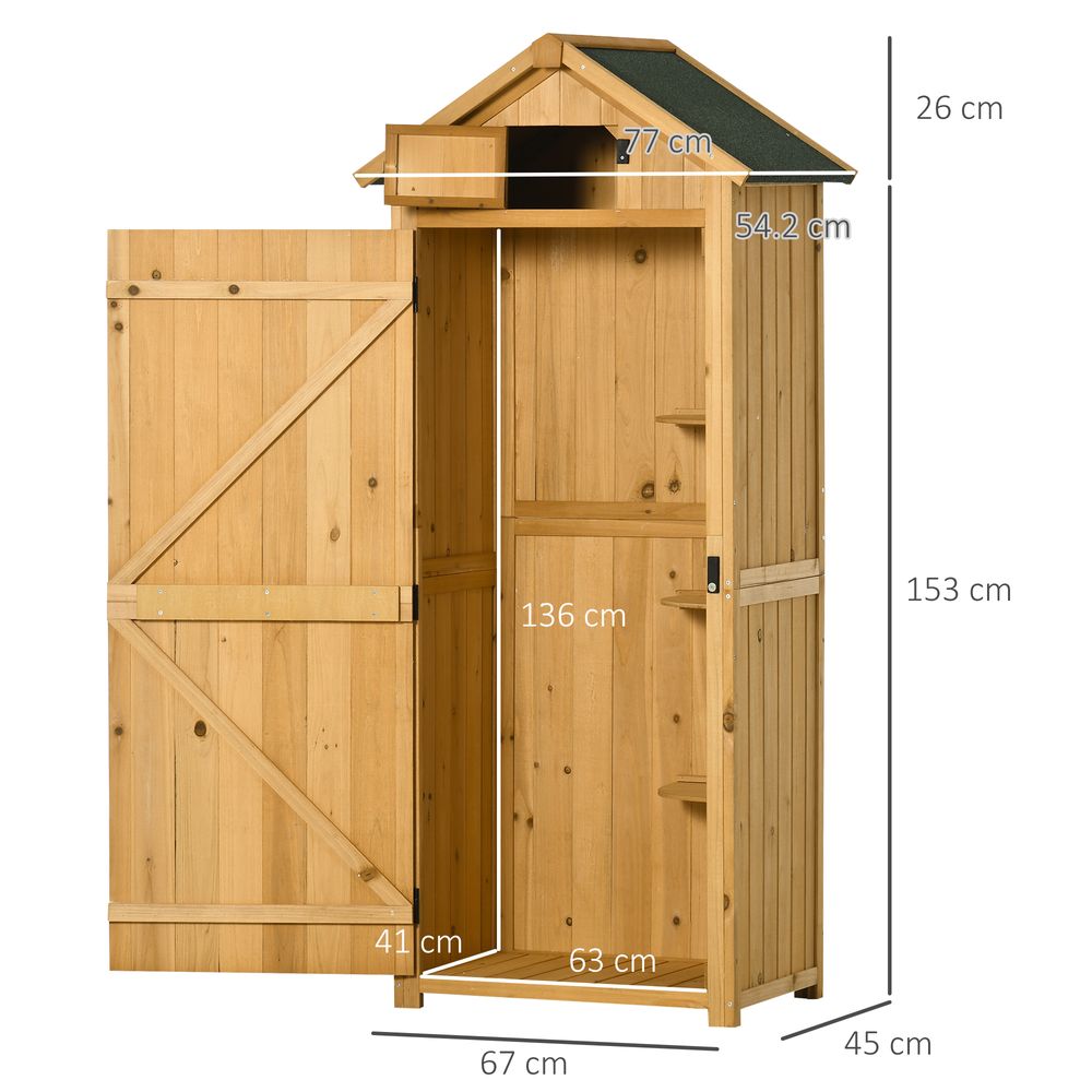 Garden Shed Utility - 3 Shelves - Wood - Outdoor - 77x54.2x179cm - Brown - Hot Tub Shop