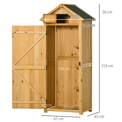 Garden Shed Utility - 3 Shelves - Wood - Outdoor - 77x54.2x179cm - Brown - Hot Tub Shop