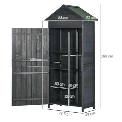 Outsunny Wooden Garden Shed - Utility Tool Storage Cabinet - Grey - Hot Tub Shop