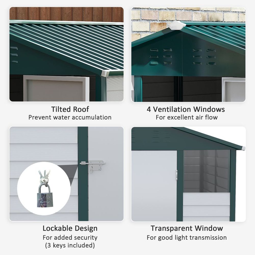 Premium 9x6 Galvanized Metal Garden Shed - Secure & Spacious Storage Solution for Backyard & Patio - Hot Tub Shop