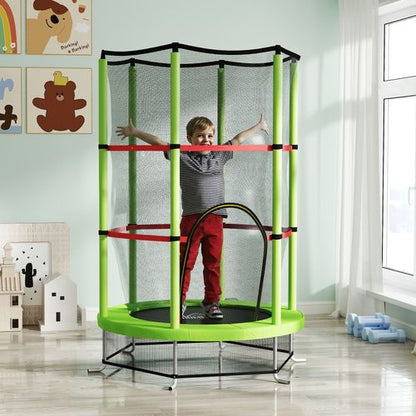 HOMCOM Kids Trampoline Mini Bouncer w/ Enclosure Net for 3-6 Years Green