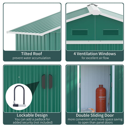 Outsunny 6.5x3.5ft Metal Garden Shed for Garden and Outdoor Storage, Green - Hot Tub Shop