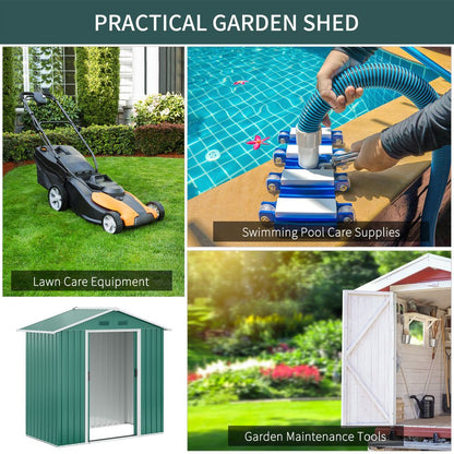Outsunny 6.5x3.5ft Metal Garden Shed for Garden and Outdoor Storage, Green - Hot Tub Shop