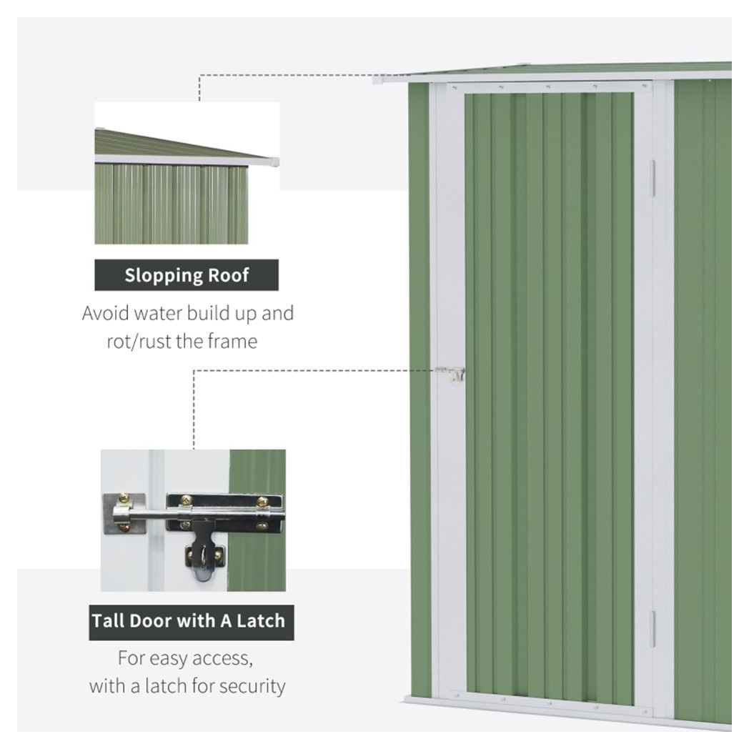 Metal Outdoor Storage Shed, Garden Tool House Cabinet -5' x 3' Green-AS