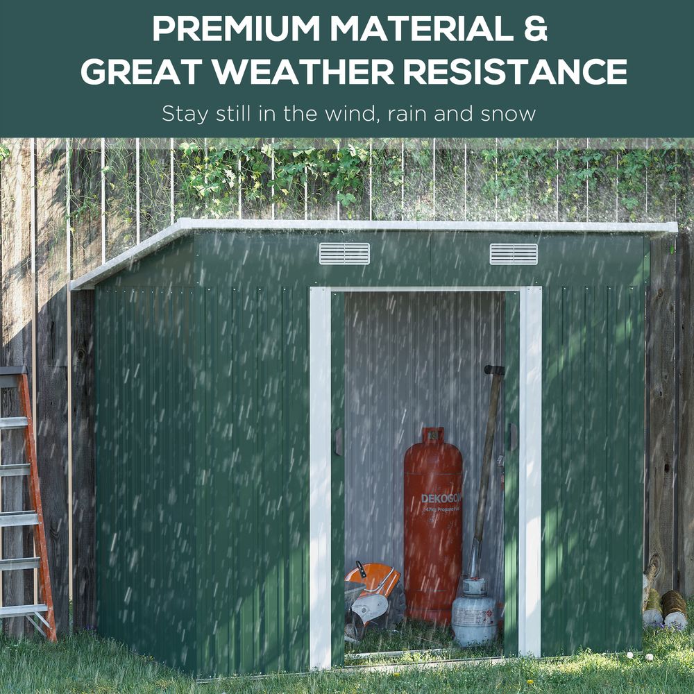 Premium 7x4ft Green Metal Storage Shed | Durable & Spacious | Perfect for Tools & Bikes - Hot Tub Shop