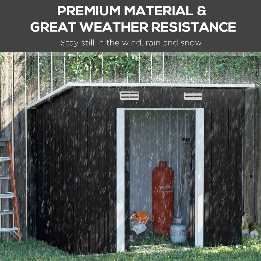 6.8 x 4.3ft Outdoor Garden Storage Shed, Tool Storage Box Black 6.8x4.3ft - Hot Tub Shop