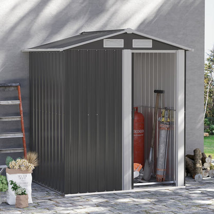 Outdoor Storage Shed, Sliding Door, Sloped Roof  152 x 132 x 188 cm, Grey