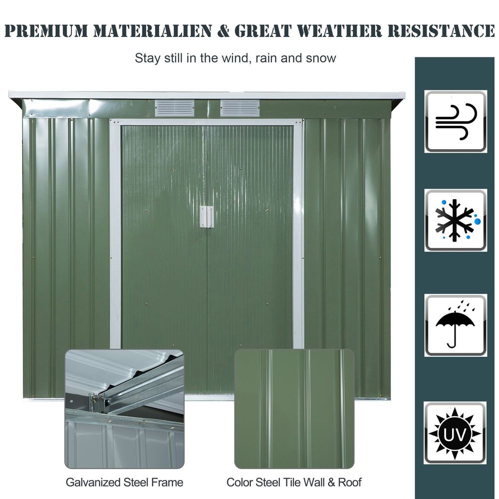 Garden Storage Shed - Durable, Sloped Roof, Outdoor Equipment Tool Storage - 213x130x173cm - Hot Tub Shop