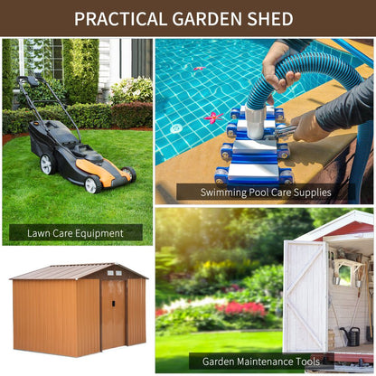 Lockable 9x6 ft Metal Shed - Khaki Storage Yard Container - High Quality - Hot Tub Shop