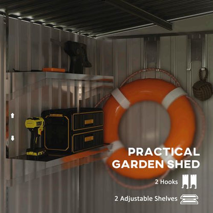 Outsunny 7 x 5FT Garden Shed w/ Foundation Lean to Metal Tool Shed Dark Grey