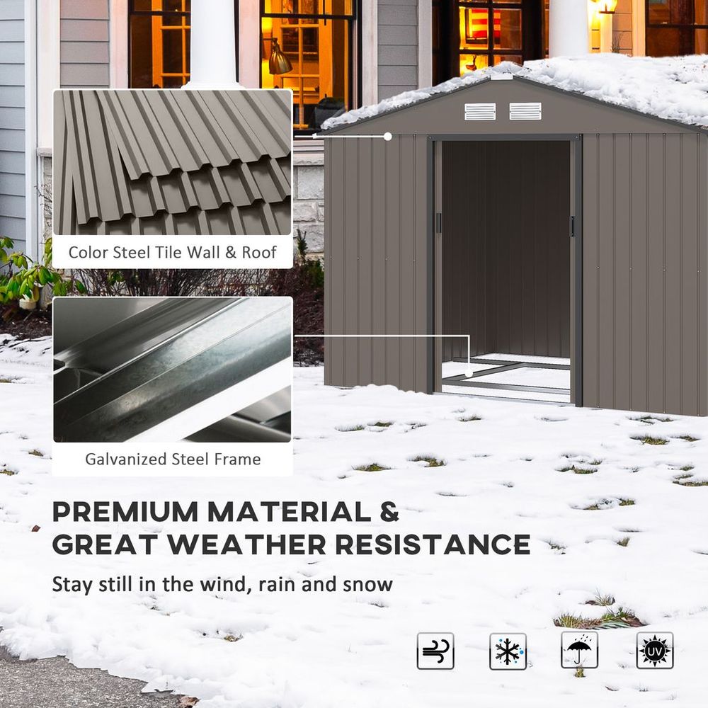 9 X 6FT Garden Shed Sliding Door Galvanised Metal - Brown - Hot Tub Shop