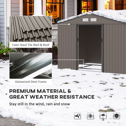 9 X 6FT Garden Shed Sliding Door Galvanised Metal - Brown - Hot Tub Shop