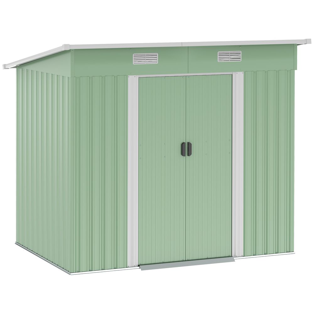 6.8 x 4.3ft Outdoor Garden Storage Shed, Tool Storage Box Green 6.8x4.3ft - Hot Tub Shop