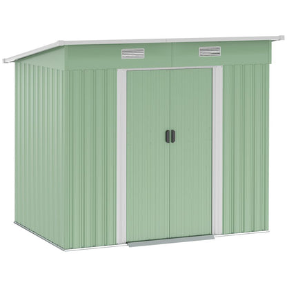 6.8 x 4.3ft Outdoor Garden Storage Shed, Tool Storage Box Green 6.8x4.3ft - Hot Tub Shop
