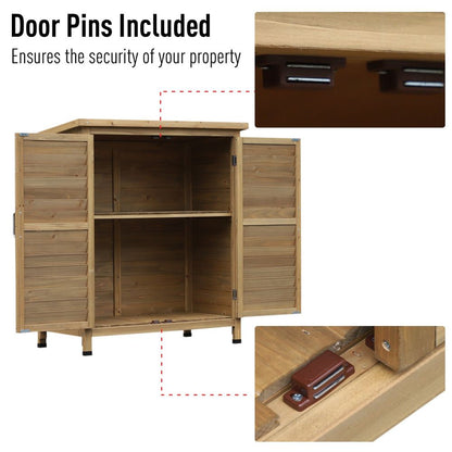 Garden Storage Unit Solid Fir Wood Garage Organisation Sturdy Cabinet Outdoor - Hot Tub Shop