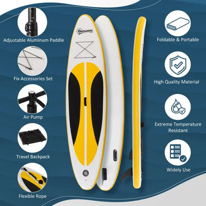 10ft Inflatable Paddle Stand Up Board, Adjustable Paddle Non-Slip Deck Board - Hot Tub Shop