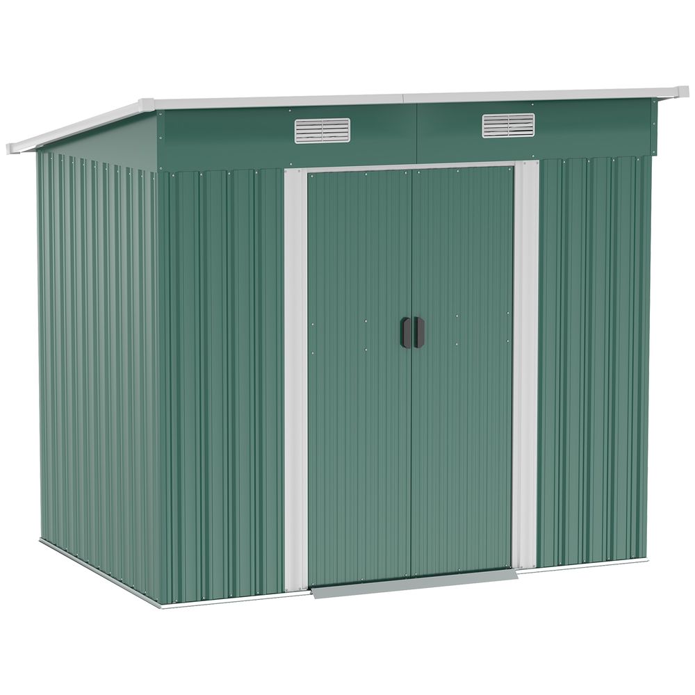 Premium 7x4ft Green Metal Storage Shed | Durable & Spacious | Perfect for Tools & Bikes - Hot Tub Shop