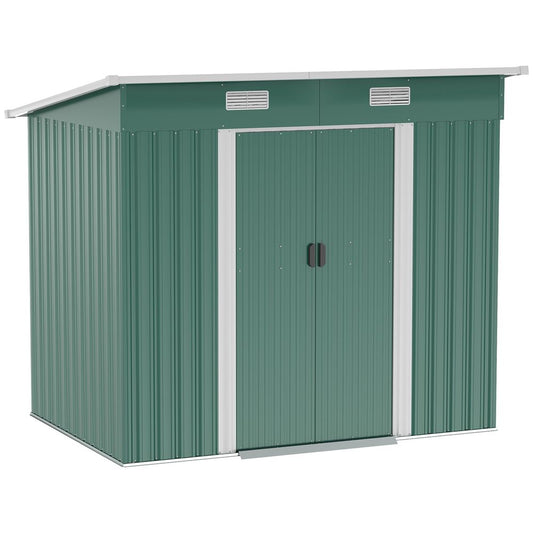Premium 7x4ft Green Metal Storage Shed | Durable & Spacious | Perfect for Tools & Bikes - Hot Tub Shop