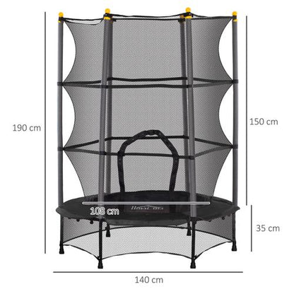 HOMCOM 4.6FT/75" Kids Trampoline with Safety Enclosure, Indoor Outdoor