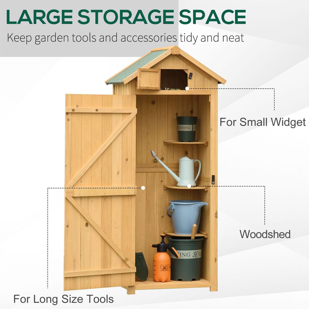 Garden Shed Utility - 3 Shelves - Wood - Outdoor - 77x54.2x179cm - Brown - Hot Tub Shop