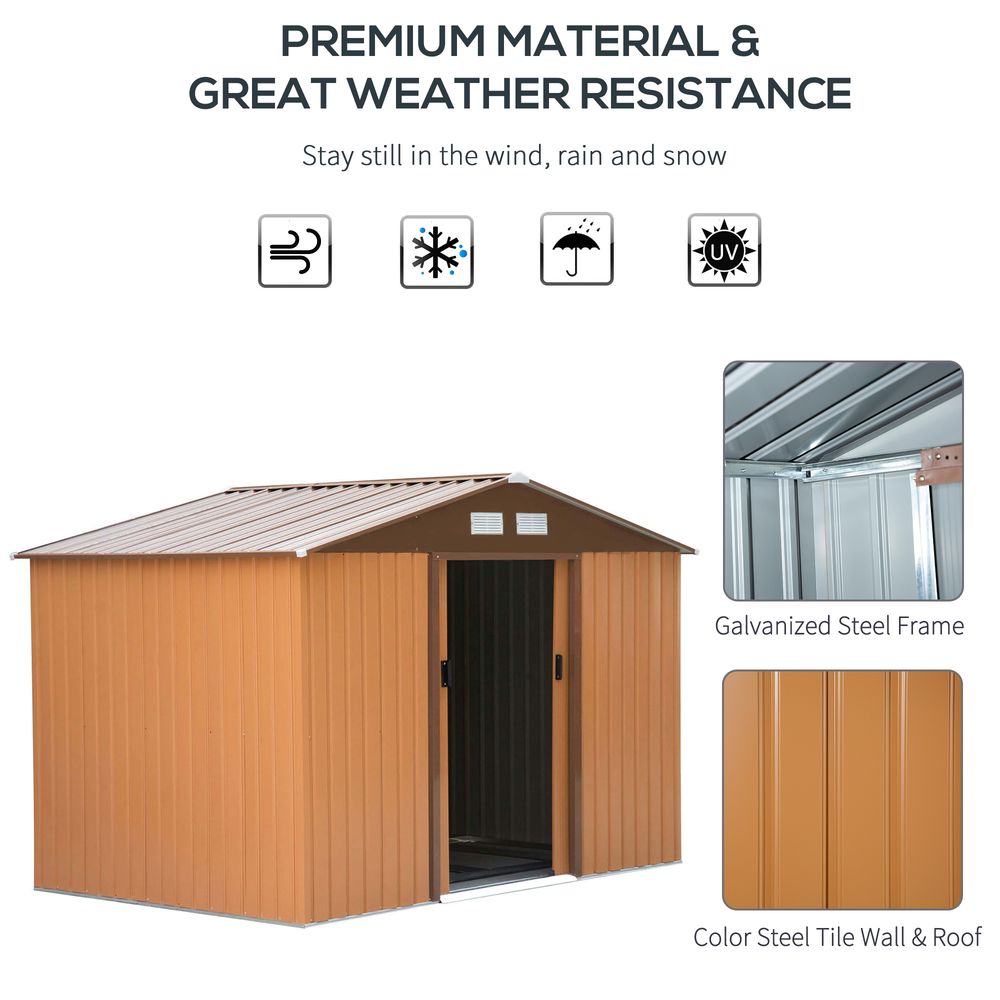 Lockable 9x6 ft Metal Shed - Khaki Storage Yard Container - High Quality - Hot Tub Shop