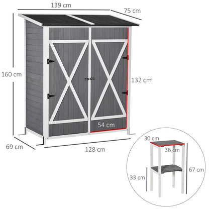 Premium Garden Wood Storage Shed & Table - High-Quality, Asphalt Roof, Tool Organizer - Hot Tub Shop