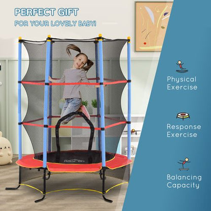 HOMCOM Trampoline for Kids w/Enclosure Net Built-in Zipper 3-10 Year