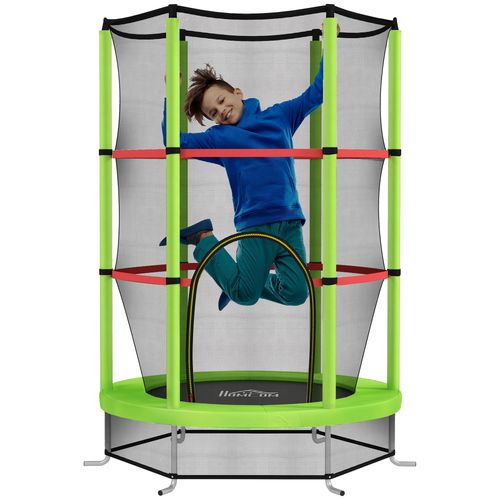 HOMCOM Kids Trampoline Mini Bouncer w/ Enclosure Net for 3-6 Years Green