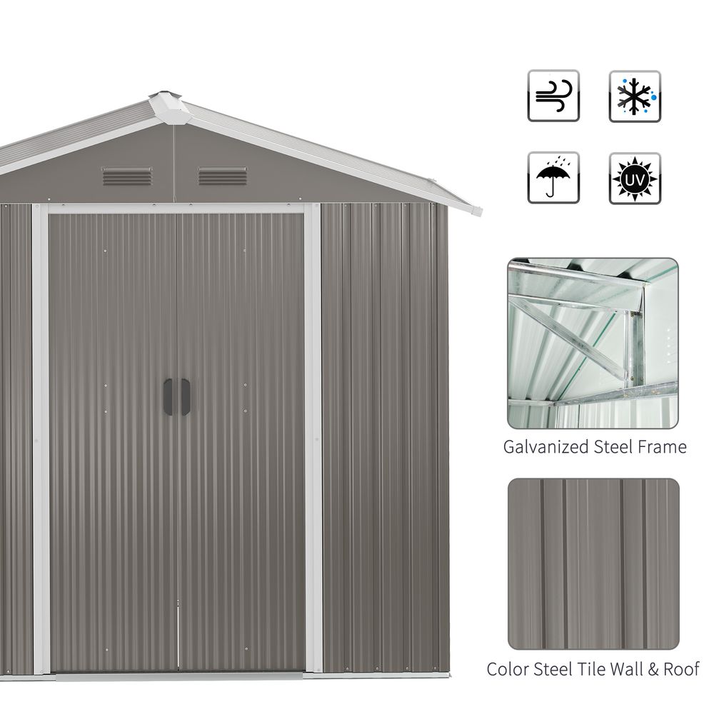Outsunny 6.5x3.5ft Metal Garden Shed for Garden and Outdoor Storage, Grey - Hot Tub Shop