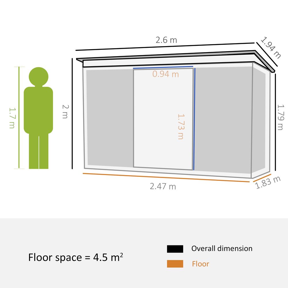 Outsunny Metal Garden Shed - Spacious & Protective Storage - 260x194x200cm Green - Hot Tub Shop