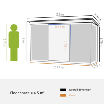 Outsunny Metal Garden Shed - Spacious & Protective Storage - 260x194x200cm Green - Hot Tub Shop