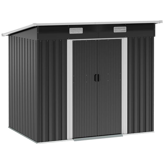6.8 x 4.3ft Outdoor Garden Storage Shed, Tool Storage Box Black 6.8x4.3ft - Hot Tub Shop