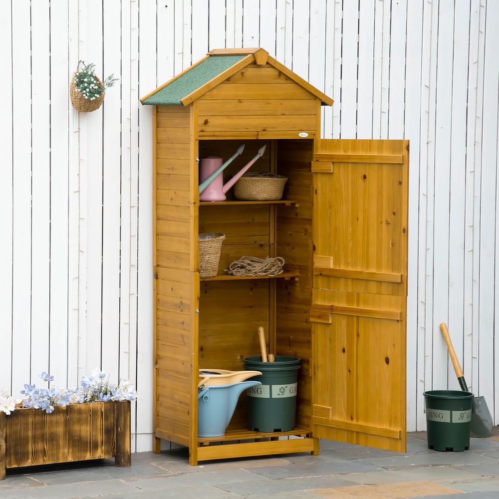 Premium Wooden Garden Storage Shed Tool Cabinet - Lockable Doors, Weather-Resistant, High-Quality - 191.5x79x49cm - Hot Tub Shop