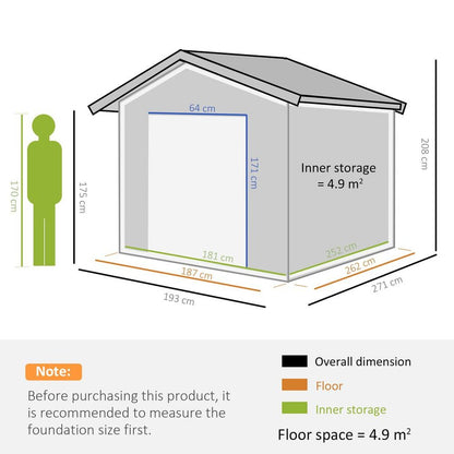 Premium 9x6 Galvanized Metal Garden Shed - Secure & Spacious Storage Solution for Backyard & Patio - Hot Tub Shop