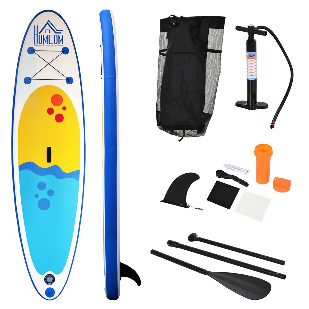 HOMCOM Inflatable Stand Up Paddle Board, 10' x 30" x 4", Non-Slip SUP, with ISUP Accessories, Hand Pump, 1 Fin, Adj Paddle, Backpack for Youth Adult Beginners/Experts