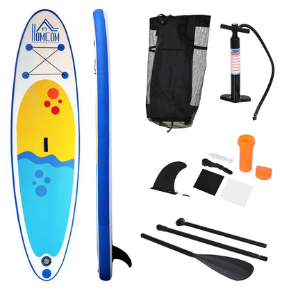 HOMCOM Inflatable Stand Up Paddle Board, 10' x 30" x 4", Non-Slip SUP, with ISUP Accessories, Hand Pump, 1 Fin, Adj Paddle, Backpack for Youth Adult Beginners/Experts