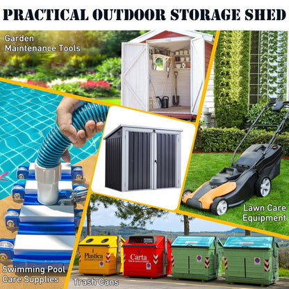 Heavy-Duty Steel Garden Storage Shed | Double Door & Lid | Trash Can Cover - Hot Tub Shop