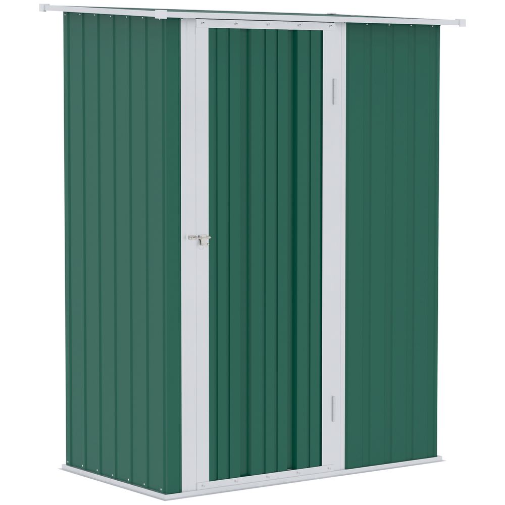 4.7ft x 2.8ft Garden Shed Steel Sloped Roof Door w/ Latch Green - Hot Tub Shop