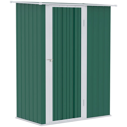 4.7ft x 2.8ft Garden Shed Steel Sloped Roof Door w/ Latch Green - Hot Tub Shop