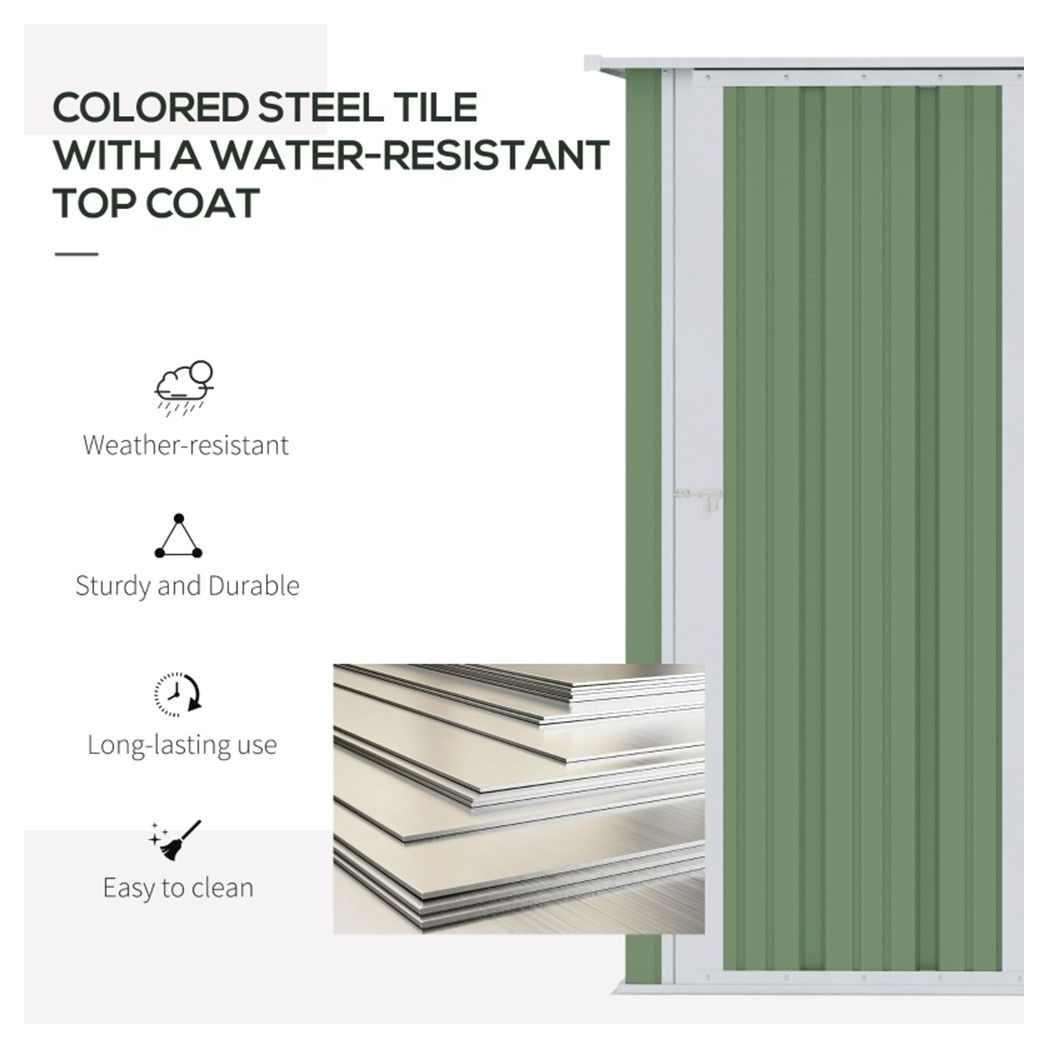 Metal Outdoor Storage Shed, Garden Tool House Cabinet -5' x 3' Green-AS