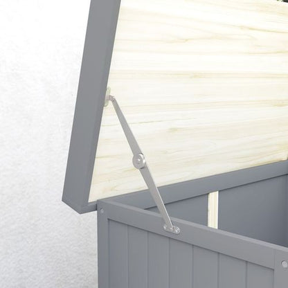 Outsunny Wooden Garden Storage Shed w/Hinged Roof and Shelf, Grey