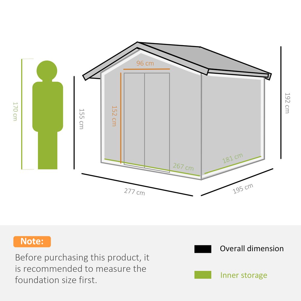 Lockable 9x6 ft Metal Shed - Khaki Storage Yard Container - High Quality - Hot Tub Shop