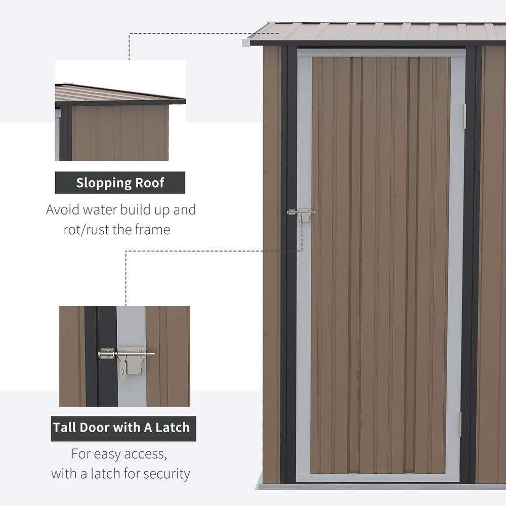 Premium Steel Garden Shed Brown | Lockable Door | Weather-resistant | Outdoor Storage Solution - Hot Tub Shop