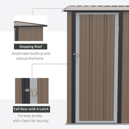 Premium Steel Garden Shed Brown | Lockable Door | Weather-resistant | Outdoor Storage Solution - Hot Tub Shop