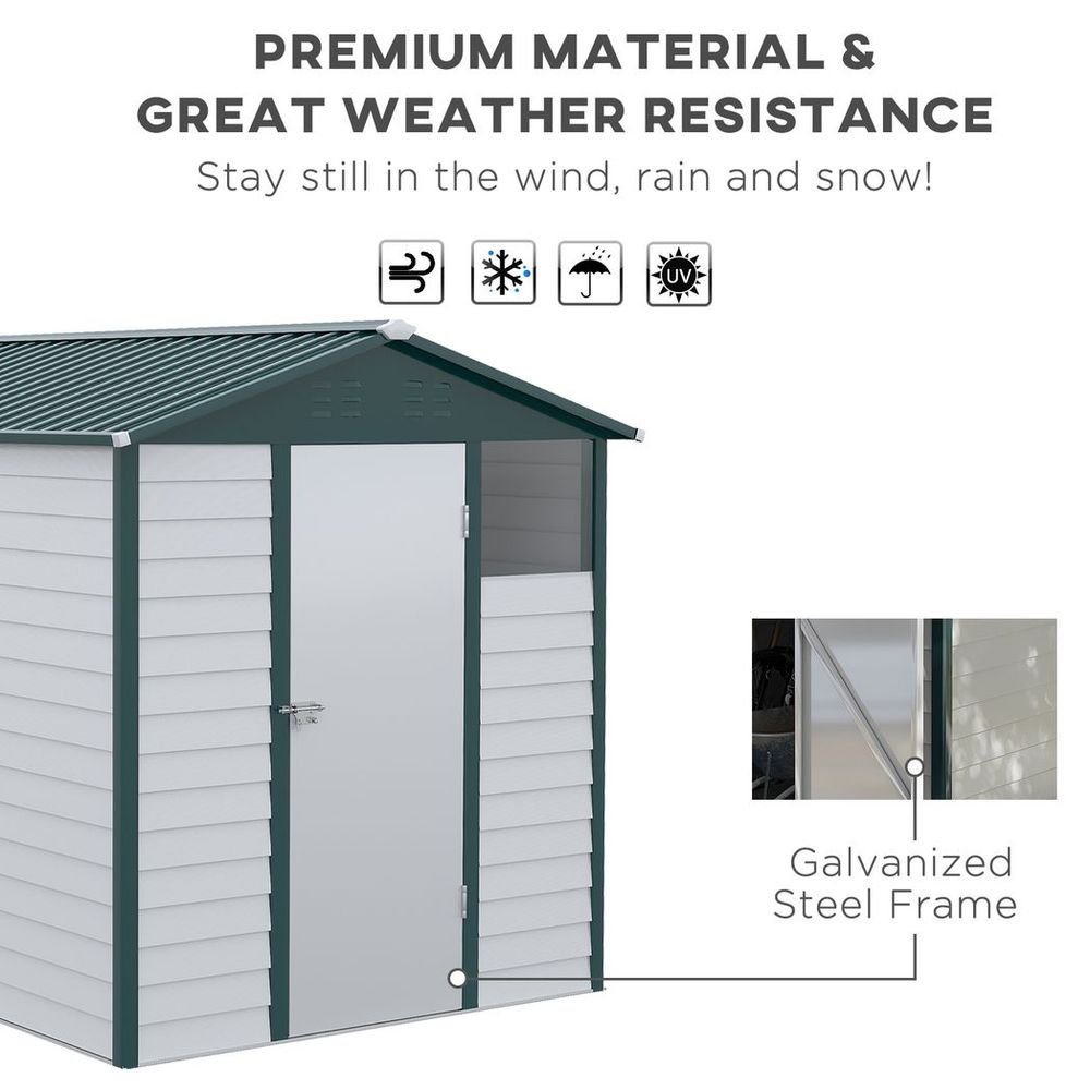 Premium 9x6 Galvanized Metal Garden Shed - Secure & Spacious Storage Solution for Backyard & Patio - Hot Tub Shop