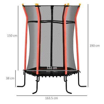 HOMCOM 5.4FT Kids Trampoline With Enclosure Indoor Outdoor for 3-10 Years Red