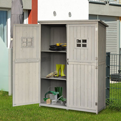 Premium Pine Wood Garden Shed with Double Doors - 127.5Lx50Wx164H cm - Waterproof & Spacious Storage Solution - Hot Tub Shop