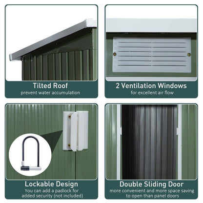 Garden Storage Shed - Durable, Sloped Roof, Outdoor Equipment Tool Storage - 213x130x173cm - Hot Tub Shop