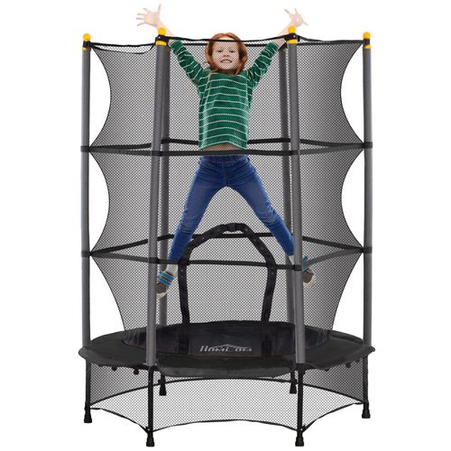HOMCOM 4.6FT/75" Kids Trampoline with Safety Enclosure, Indoor Outdoor